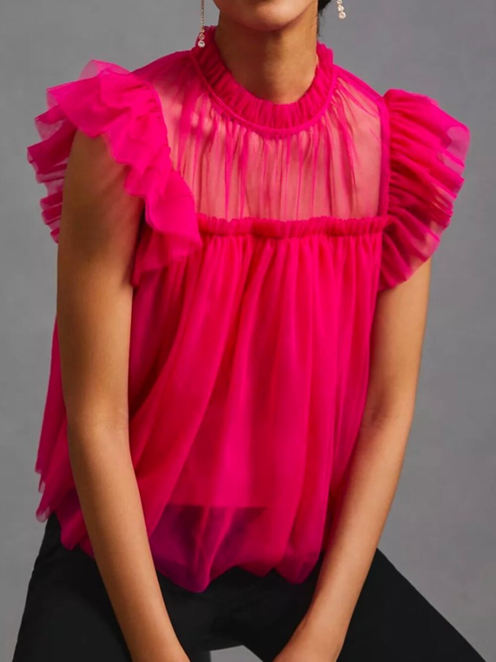 Sunday in Brooklyn Anthropologie Pink Mesh Shirt Size Small New with Tags